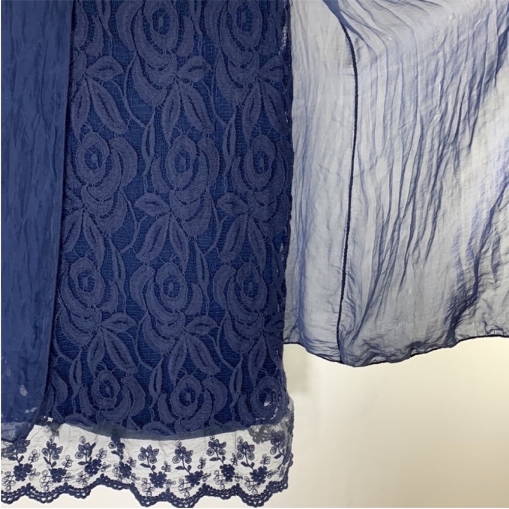 Amanti Italy Made Washable Pure Silk Lace Layered Shift Dress. XS. NWT. - Picture 13 of 14